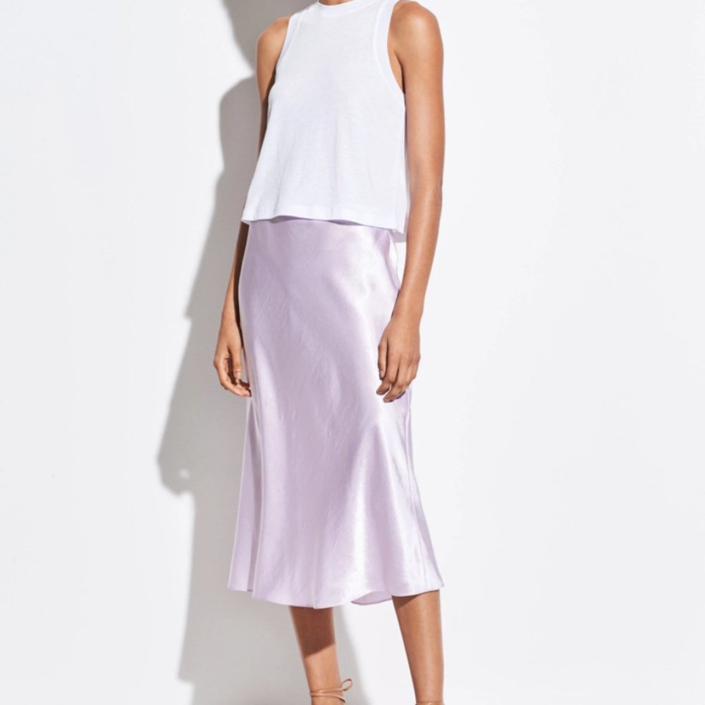 Vince Satin Slip Skirt in Pale Iris